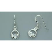 Heart Cut White Cz Dangling Earrings Sterling Silver