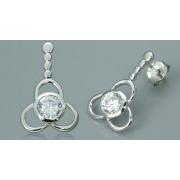 Round Cut White Cz Dangling Earrings Sterling Silver