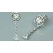 Heart & Trillion Cut White Cz Dangling Earrings Sterling Silver