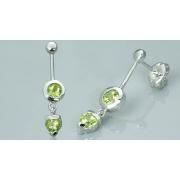 Round & Heart Cut Peridot Dangling Earrings Sterling Silver