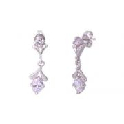 Round & Oval Cut White Cz Dangling Earrings Sterling Silver