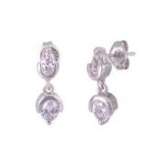 Oval Cut White Cz Dangling Earrings Sterling Silver
