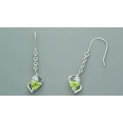 Multicut Peridot & White Cz Dangling Earrings Sterling Silver