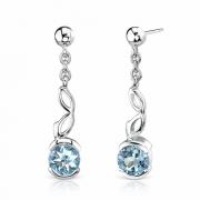 2.00 Ct.T.W. Genuine Round Swiss Blue Topaz in Pure Sterling Silver Earrings