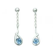 1.25 Ct.T.W. Genuine Round London Blue Topaz in Pure Sterling Silver Earrings