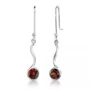 2.00 Ct.T.W. Genuine Round Garnet in Pure Sterling Silver Earrings