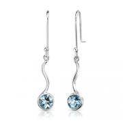 2.00 Ct.T.W. Genuine Round Swiss Blue Topaz in Pure Sterling Silver Earrings