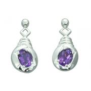 1.50 Ct.T.W. Genuine Oval Shape Amethyst in Pure Sterling Silver Earrings