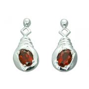 2.00 Ct.T.W. Genuine Oval Shape Garnet in Pure Sterling Silver Earrings