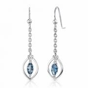 1.50 Ct.T.W. Genuine Marquise Cut London Blue Topaz in Pure Sterling Silver Earrings