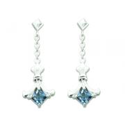 1.50 Ct.T.W. Genuine Princess Cut London Blue Topaz in Pure Sterling Silver Earrings