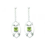 1.50 Ct.T.W. Genuine Princess Cut Peridot in Pure Sterling Silver Earrings