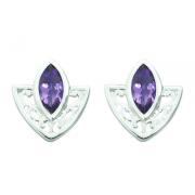 1.00 Ct.T.W. Genuine Marquise Cut Amethyst in Pure Sterling Silver Earrings