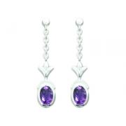 1.50 Ct.T.W. Genuine Oval Shape Amethyst in Pure Sterling Silver Earrings