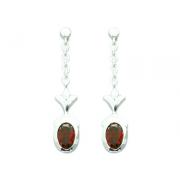 2.00 Ct.T.W. Genuine Oval Shape Garnet in Pure Sterling Silver Earrings