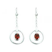 2.00 Ct.T.W. Genuine Oval Shape Garnet in Pure Sterling Silver Earrings