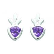 1.50 Ct.T.W. Genuine Trillion Cut Amethyst in Pure Sterling Silver Earrings