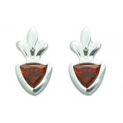 2.00 Ct.T.W. Genuine Trillion Cut Garnet in Pure Sterling Silver Earrings