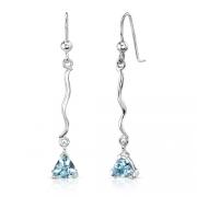 1.50 Ct.T.W. Genuine Trillion Cut Swiss Blue Topaz in Pure Sterling Silver Earrings