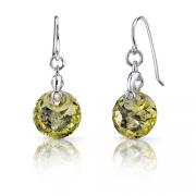 Spherical Cut 7.50 carats Lemon Quartz Fishhook Earrings Sterling Silver 