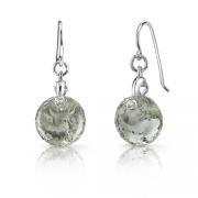 Spherical Cut 7.00 carats Green Amethyst Fishhook Earrings Sterling Silver 