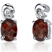 Sleek and Radiant 2.00 Carats Garnet Earrings in Sterling Silver 