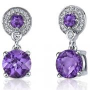 Refined Elegance 4.00 Carats Amethyst Dangle Earrings in Sterling Silver 