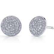 Classy Panache Sterling Silver Micro Pave CZ Diamond Button Earrings 