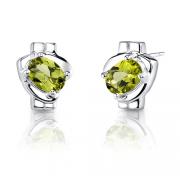 1.50 Carats Oval Peridot Earrings in Sterling Silver