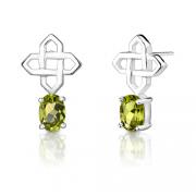 1.50 Carats Oval Peridot Earrings in Sterling Silver