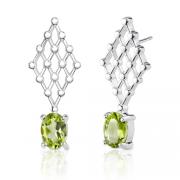 1.50 Carats Oval Peridot Earrings in Sterling Silver