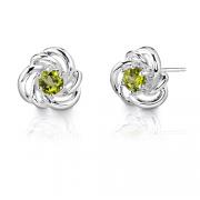 1.00 Carats Round Cut Peridot Earrings in Sterling Silver