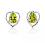 1.50 Carats Pear Shape Peridot Earrings in Sterling Silver