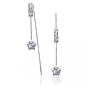 Heavenly Beauty: Sterling Silver and CZ Diamond Threader Style Drop Earrings