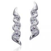 Sparkling Elegance: Sterling Silver Journey Style Earrings with CZ Diamond