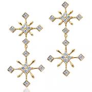 Dazzling Elegance: Gold Vermeil Starburst Dangling Earrings with CZ Diamond