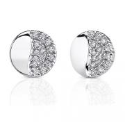 Petite Beauty: Sterling Silver Celebrity Style Disc Stud Earrings with CZ Diamonds
