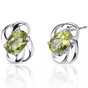 1.50 Ct.T.W. Genuine Oval Shape Peridot in Pure Sterling Silver Earrings