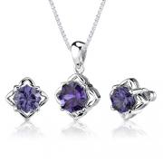 Exclusive Splendor: 10.00 carat Concave-Cut Snowflake Shape Alexandrite Pendant Earring Set in Sterling Silver